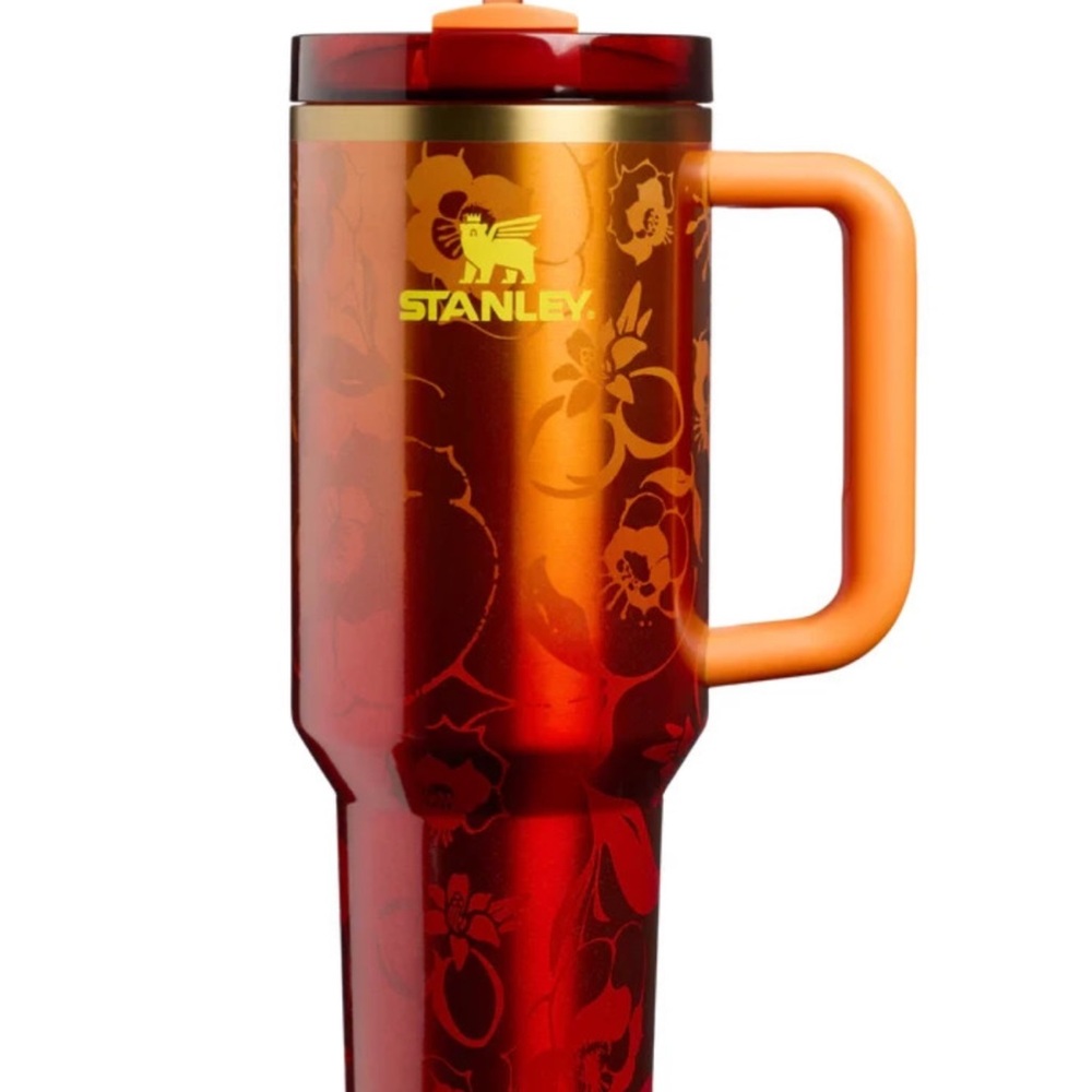 Stanley Red and Orange Floral Travel Mug with Orange Handle  (CAROL G )